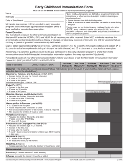 Early Childhood Immunization Form (PDF)