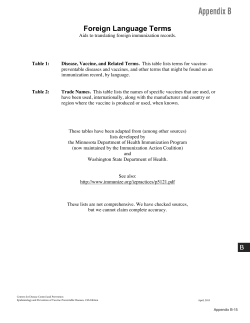 Disease, Vaccine and Related Terms (CDC)
