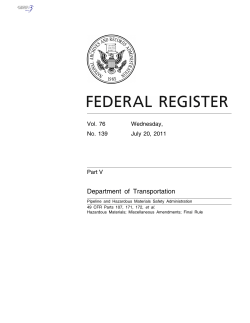 Federal Register: Department of Transportation: Pipeline and Hazardous Materials Safety Administration (PDF: 24 pages)
