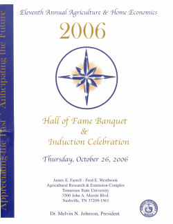 Agricultural Home Economics Hall of Fame Banquet Induction Program