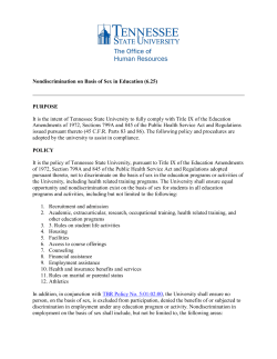 Nondiscrimination on the Basis of Sex in Education Programs and Activities (Title IX Compliance)
