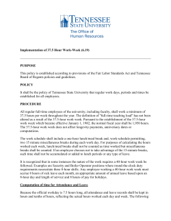 Implementation of 37.5 Hour Work-Week