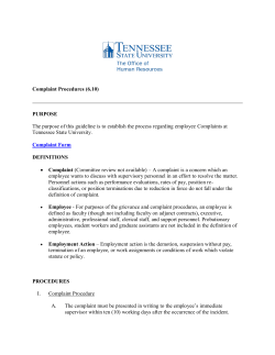 Complaint Procedures for Employees&nbsp;