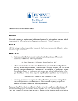 Affirmative Action Statements for University-Printed Documents