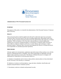 Administration of TSU Personnel System