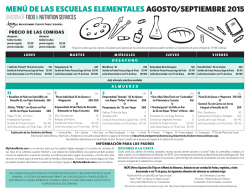Back to School Lunch Menu - Spanish