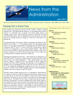 April-News from the Administration