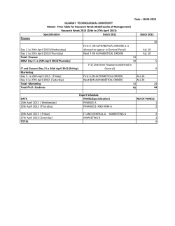 Master TimeTable for Ph.D. Students(Batch-2011 and Batch-2012) and Expert Panel Information