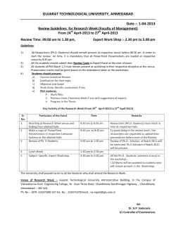 Guidelines for Research Week( Faculty of Management)-Ph.D. Students(Batch-2011 and Batch-2012), Supervisors,Experts,Co- Supervisors etc