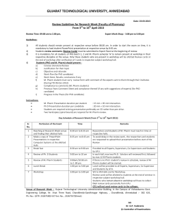 Guidelines for Research Week( Faculty of Pharmacy)-MPharma Sem-IV Students,Ph.D. Students(Batch-2011 and Batch-2012), Supervisors,Experts,Co- Supervisors etc