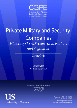 Private Military and Security Companies: Misconceptions, Re-Conceptualisations and Regulation [PDF 368.97KB]