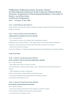 Militarism: Political Economy, Security, Theory - An International Conference - Programme [PDF 156.49KB]