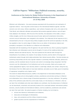 Militarism: Political Economy, Security, Theory - An International Conference - Call for papers [PDF 153.41KB]