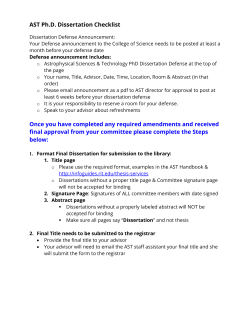 AST PhD&nbsp;Dissertation Checklist