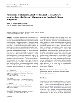 Perceptions of Ranchers About Medusahead Management on Sagebrush Steppe Rangelands.