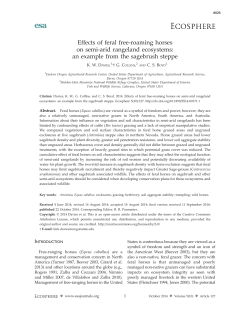 Effects of feral free-roaming horses on semi-arid rangeland ecosystems: an example from the sagebrush steppe.