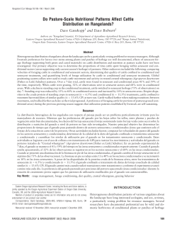 Do Pasture-Scale Nutritional Patterns Affect Cattle Distribution on Rangelands?