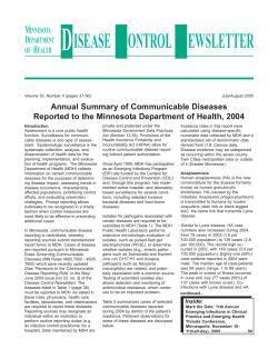 Annual Summary of Communicable Disease Reported to MDH, 2004 (PDF: 203KB/20 pages)