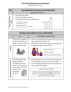 First Grade Mathematics Newsletter Marking Period 3