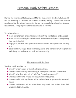 Personal Body Safety Lesson Objectives