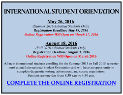 International Student Orientation for Summer Fall 2016