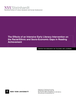 The Effects of an Intensive Early Literacy Intervention on the Racial/Ethnic and Socio-Economic Gaps in Reading Achievement (April 2005)