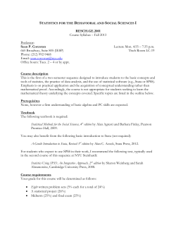 Statistics for the Behavioral and Social Sciences I