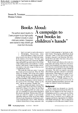 Books Aloud: A campaign to "Put books in children's hands"