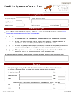 Fixed Price Agreement Closeout Form