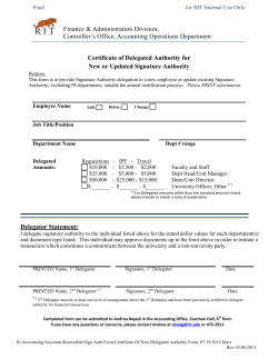 Delegation of Approval Authority Certificate