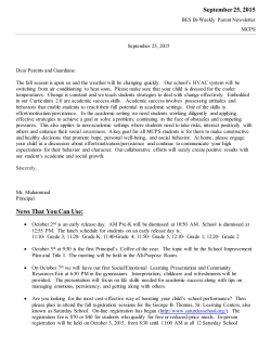 Principal's Letter 9/25/15