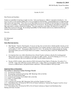 Principal's Letter 10/30/15