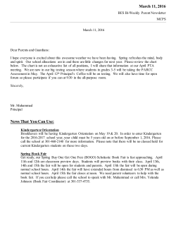 Principal's Letter 3/11/16