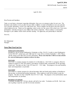 Principal's Letter 4/29/16