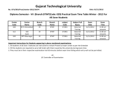 Diploma Semester - VII (Branch:DTMT(Code: 029) Practical Exam Time Table Winter - 2012 For All Zone Students