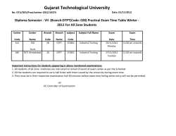 Diploma Semester - VII (Branch:DTPT(Code: 028) Practical Exam Time Table Winter - 2012 For All Zone Students