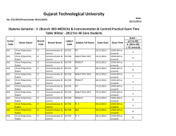 Practical :Diploma Semester - V (Branch :BIO-MEDICAL Instrumentation Control) Practical Exam Time Table Winter - 2012 For All Zone Students