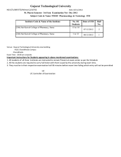 930103 Pharmacology Toxicology ITD
