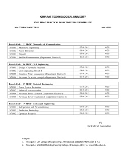Programme of PDDC Sem - 7 Examination Winter Exam 2012