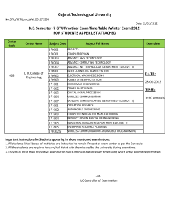 B.E. Semester - 7 GTU Practical Exam Time Table (Winter Exam 2012) for Student list is attached