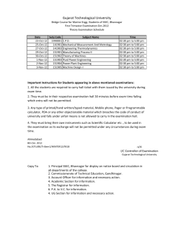 Bridge Course for Marine Engg. Students of SSEC, Bhavnagar First Trimester Examination Oct 2012