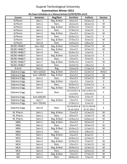 Exam Schedule at a Glance - Examinations Winter-2012