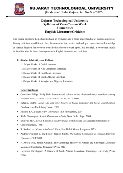 Core Course Syllabus for English Literature