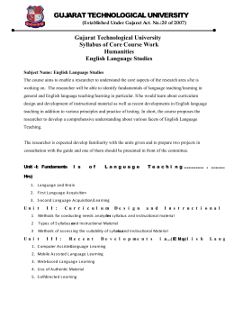 Core Course Syllabus for Humanities-English Language Studies