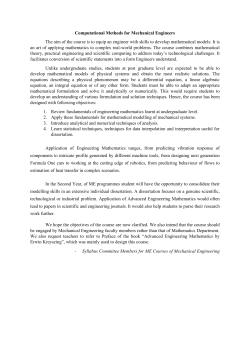 Important Note for the Subject Computational Methods for Mechanical Engineers