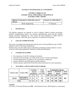 Draft Program Structure & Detail Syllabus for Diploma VIII Semester (BRANCH CODE:23 PLASTIC ENGINEERING)