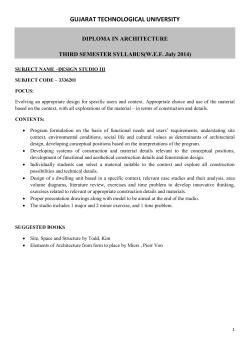 SYLLABUS FOR D.ARCH. THIRD SEMESTER