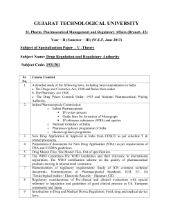 M.Pharm Sem. -3 (Quality Assurance And Regulatory Affairs ) w.e.f July 2013