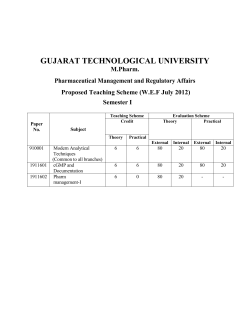 M.Pharm Sem. -1 (Pharmaceutical Management and Regulatory Affairs) w.e.f Aug -2012