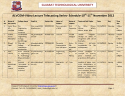 ALVCOM- Active Learning Video Lecture Communication- Schedule for 10th-11th November 2012